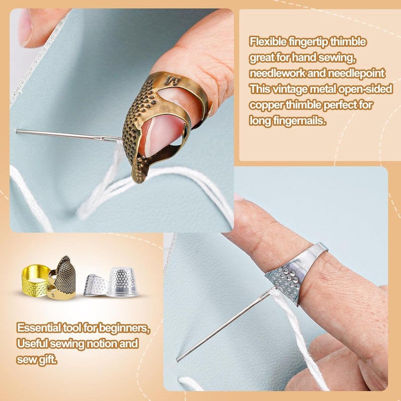 CousDUoBe 25 Pcs Sewing Thimble Kit,thimbles for Hand Sewing，Needle threaders，Seam Rippers for Sewing，Measuring Tape and Thread Snips, Hand Embroidery Craft（Complete Sewing Kit） - Image 5